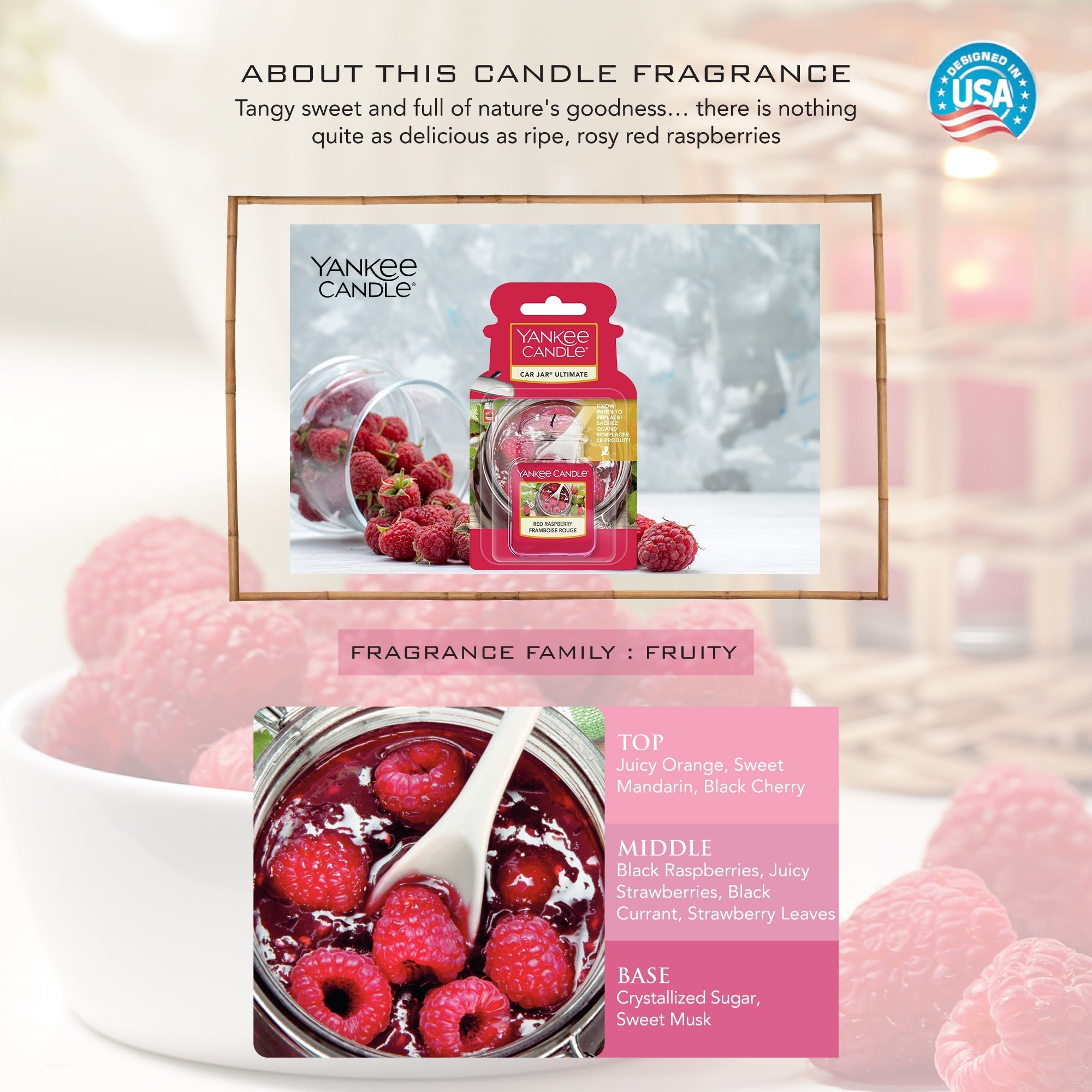 Yankee Candle Ultimate Car Jar Air Freshener Red Raspberry